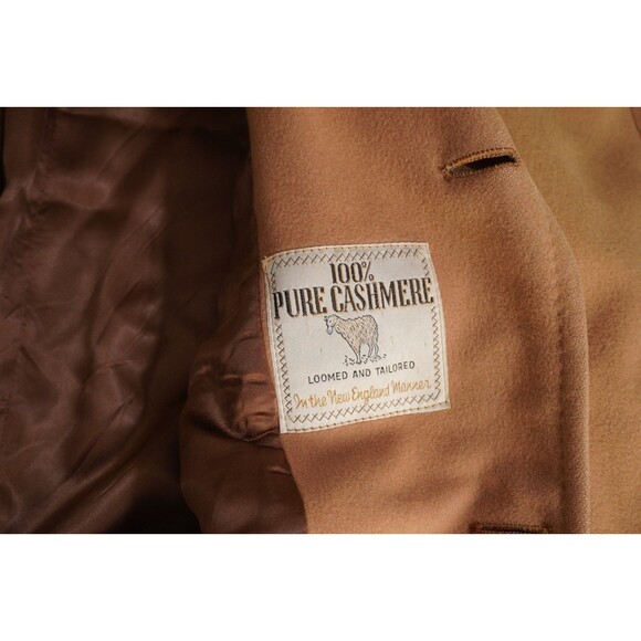 Vtg Camel Overcoat 100% Pure Cashmere Men's L Loomed/Tailored New England Manner - Picture 3 of 12